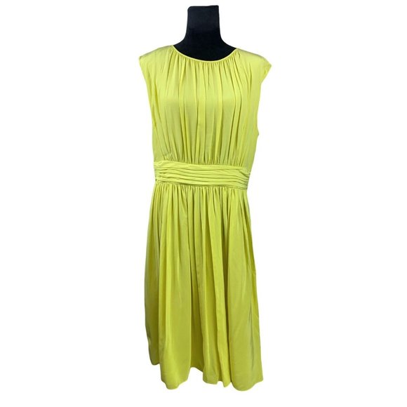 Boden Yellow Pleated Sheath Dress UK 16L US12L Knee Length NWT - Picture 1 of 12